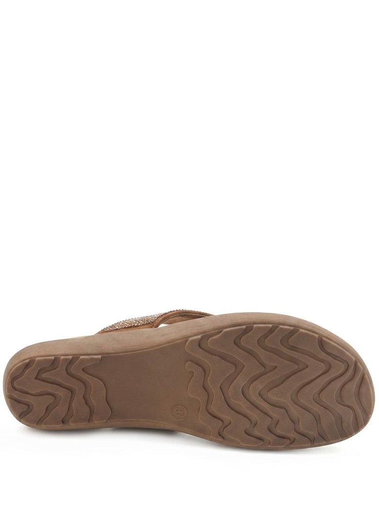 Pavers Bronze Embellished Toe Post Sandals - Image 5 of 5