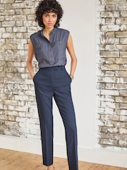 Navy Blue Tailored Stretch Slim Trousers - Image 1 of 7