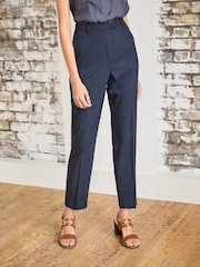 Navy Blue Tailored Stretch Slim Trousers - Image 2 of 7