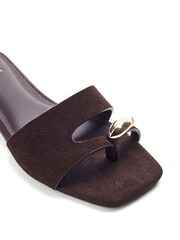 Moda in Pelle Brown Leera Square Toe Trim Mule Sandals - Image 2 of 3