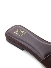 Moda in Pelle Brown Leera Square Toe Trim Mule Sandals - Image 3 of 3