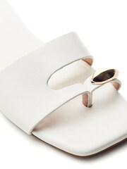 Moda in Pelle White Leera Square Toe Trim Mule Sandals - Image 2 of 3