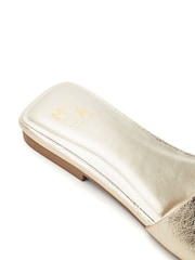 Moda in Pelle Gold Leera Square Toe Trim Mule Sandals - Image 3 of 3