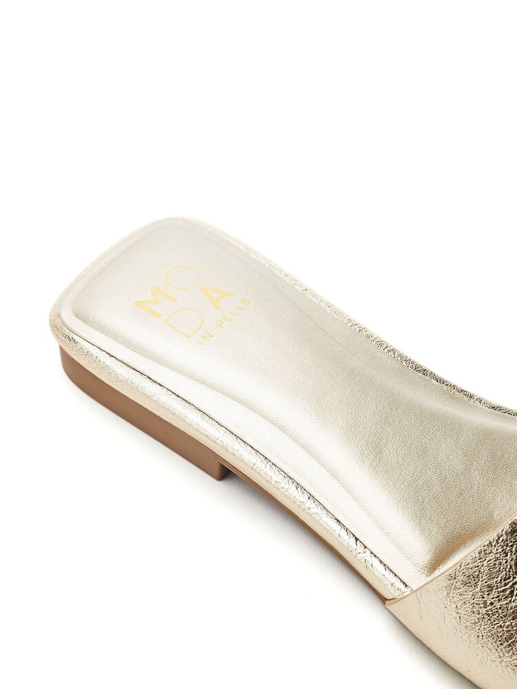 Moda in Pelle Gold Leera Square Toe Trim Mule Sandals - Image 3 of 3