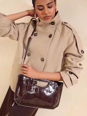 Friends Like These Chocolate Brown Large Top Handle Clutch Bag - Image 3 of 7