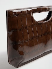 Friends Like These Chocolate Brown Large Top Handle Clutch Bag - Image 5 of 7