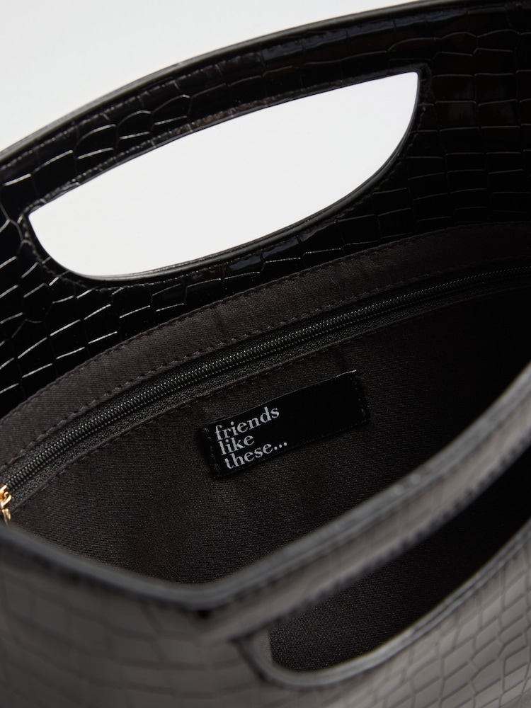 Friends Like These Black Large Top Handle Clutch Bag - Image 7 of 7