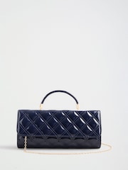 Friends Like These Navy Patent Quilted Top Handle Clutch Bag - Image 4 of 7