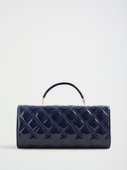 Friends Like These Navy Patent Quilted Top Handle Clutch Bag - Image 7 of 7