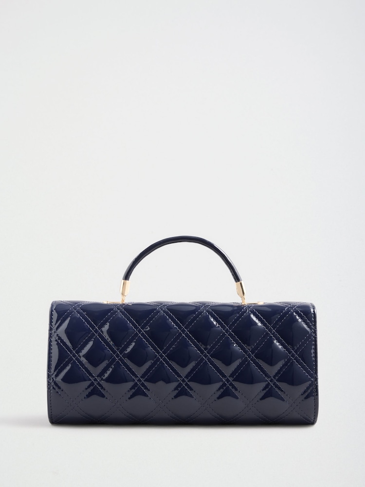 Friends Like These Navy Patent Quilted Top Handle Clutch Bag - Image 7 of 7 Friends Like These Navy Patent Quilted Top Handle Clutch Bag - Image 7 of 7
