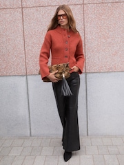 Friends Like These Tiger Print Oversized Foldover Tassel Clutch Bag - Image 2 of 3