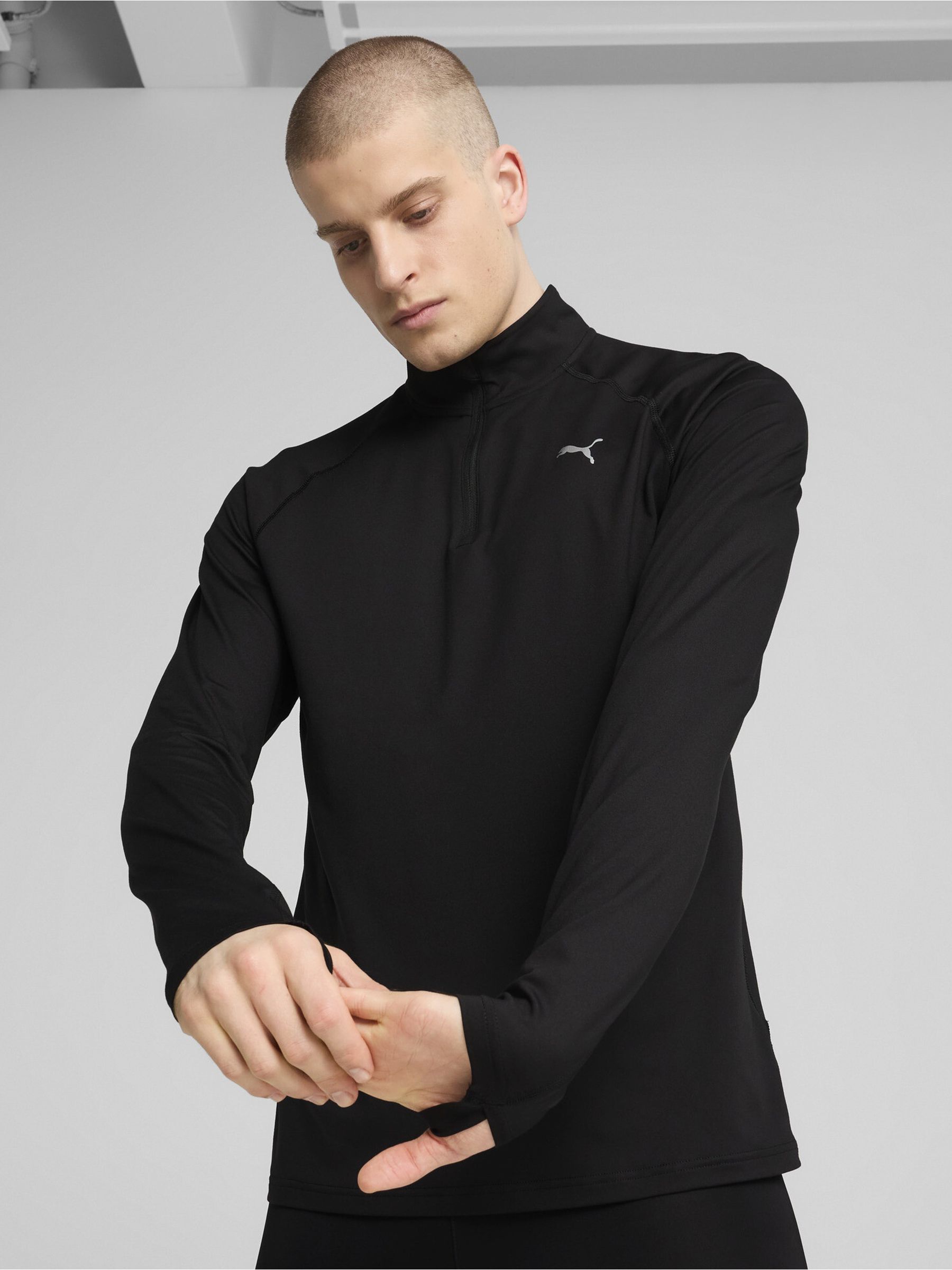 トップス coming soon Buy Puma Black Velocity Dollspun Running Quarter-Zip Sweat Top