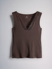 The Set 3 Pack Lace V-Neck Vests Brown/Rust/Cream - Image 10 of 13
