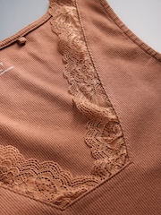 The Set 3 Pack Lace V-Neck Vests Brown/Rust/Cream - Image 12 of 13