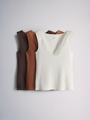 The Set 3 Pack Lace V-Neck Vests Brown/Rust/Cream - Image 2 of 13