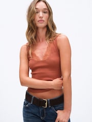 The Set 3 Pack Lace V-Neck Vests Brown/Rust/Cream - Image 8 of 13