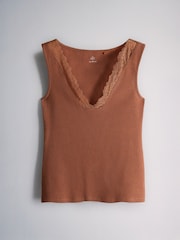 The Set 3 Pack Lace V-Neck Vests Brown/Rust/Cream - Image 9 of 13