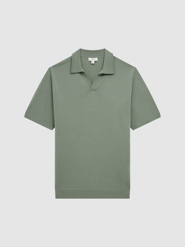 Reiss Kale Duchie Merino Wool Open Collar Polo Shirt - Image 2 of 6