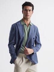 Reiss Kale Duchie Merino Wool Open Collar Polo Shirt - Image 6 of 6