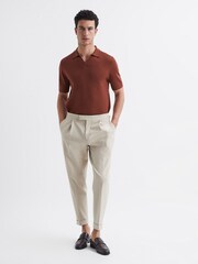 قميص بولو صوف ميرينو بياقة مفتوحة Duchie من REISS - Image 3 of 6