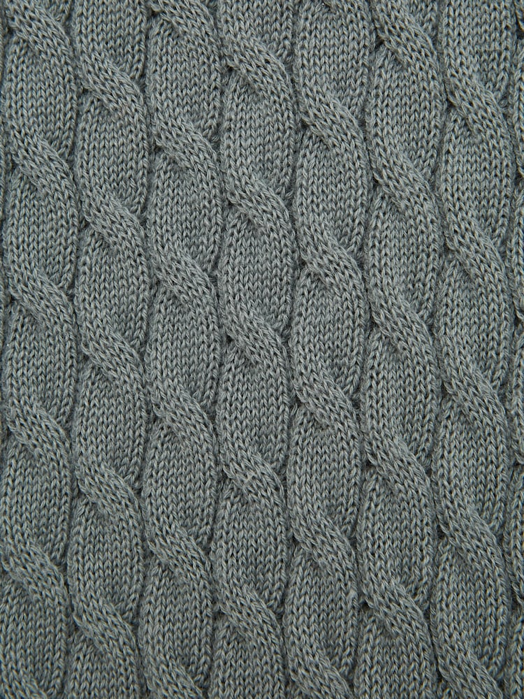 Reiss Dark Sage Eli Junior Press Stud Cable Knit Polo Shirt - Image 6 of 6 Reiss Dark Sage Eli Junior Press Stud Cable Knit Polo Shirt - Image 6 of 6