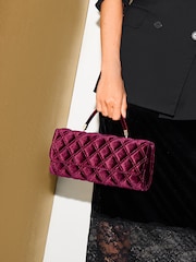 Friends Like These Red Quilted Top Handle Clutch Bag - Image 2 of 8