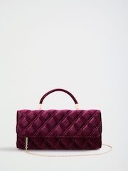 Friends Like These Red Quilted Top Handle Clutch Bag - Image 5 of 8