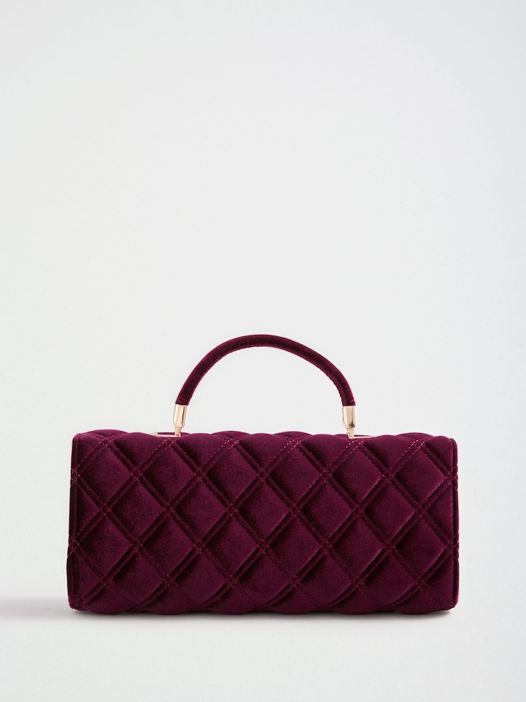 Friends Like These Red Quilted Top Handle Clutch Bag - Image 8 of 8 Friends Like These Red Quilted Top Handle Clutch Bag - Image 8 of 8