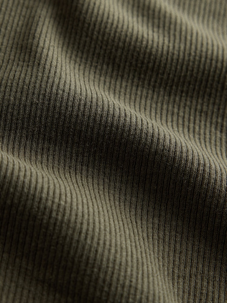 The Set 3 Pack Ribbed Lace Square Neck Tops Khaki Green/Brown/Neutral - Image 6 of 6