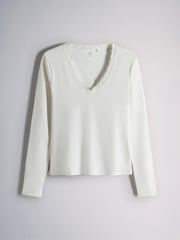 The Set 4 Pack Ribbed V-Neck Scallop Long Sleeve Tops - Bild 3 von 7