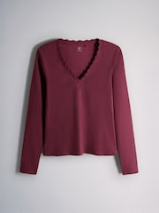 The Set 4 Pack Ribbed V-Neck Scallop Long Sleeve Tops - Bild 4 von 7