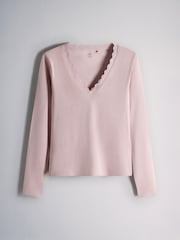 The Set 4 Pack Ribbed V-Neck Scallop Long Sleeve Tops - Bild 5 von 7