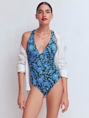 Boden Blue Mykonos Deep V Swimsuit - Image 4 of 6