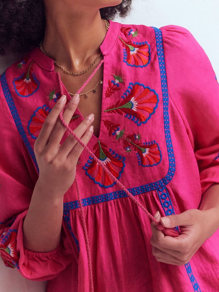 Boden – Pia – Kleid aus Leinenmischung mit Passe - Bild 2 von 5