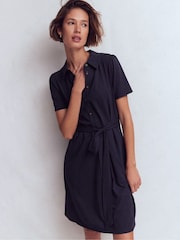 Boden Blue Patti Short Jersey Shirt Dress - Image 1 of 7