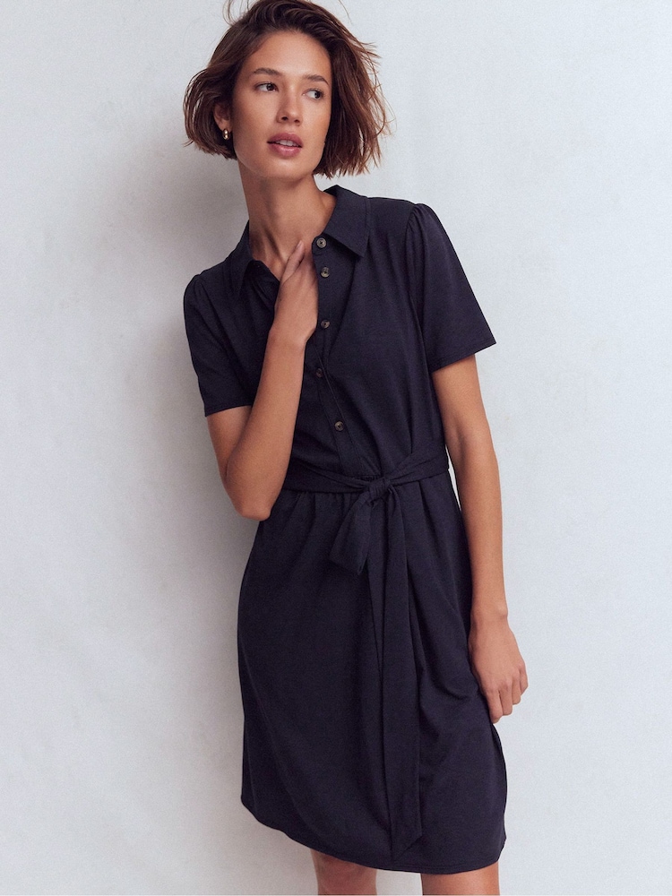 Boden Blue Patti Short Jersey Shirt Dress - Image 1 of 7