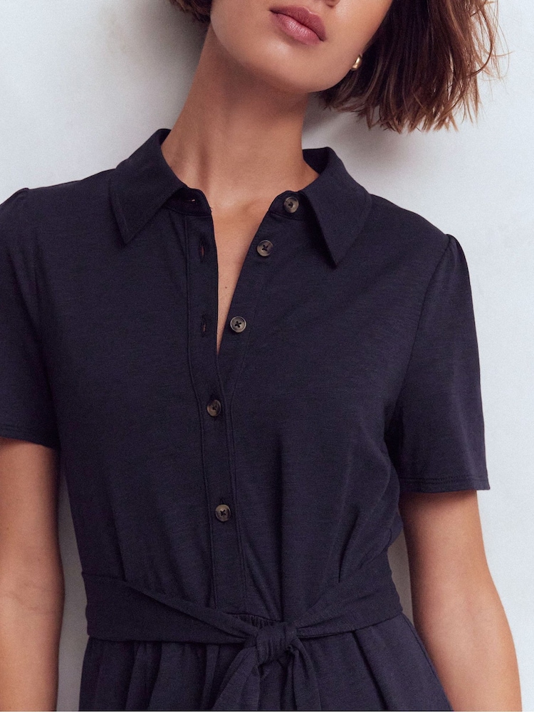 Boden Blue Patti Short Jersey Shirt Dress - Image 2 of 7