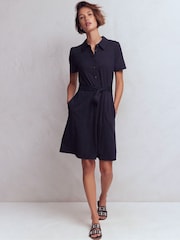 Boden Blue Patti Short Jersey Shirt Dress - Image 4 of 7