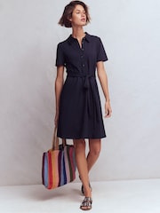 Boden Blue Patti Short Jersey Shirt Dress - Image 6 of 7