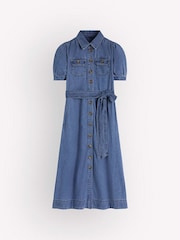 Boden Blue Puff Sleeve Denim Shirt Dress - Image 1 of 1