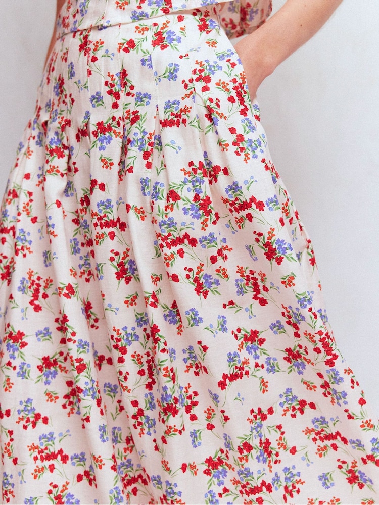 Boden Cream Valentina Linen Skirt - Image 2 of 7 Boden Cream Valentina Linen Skirt - Image 2 of 7