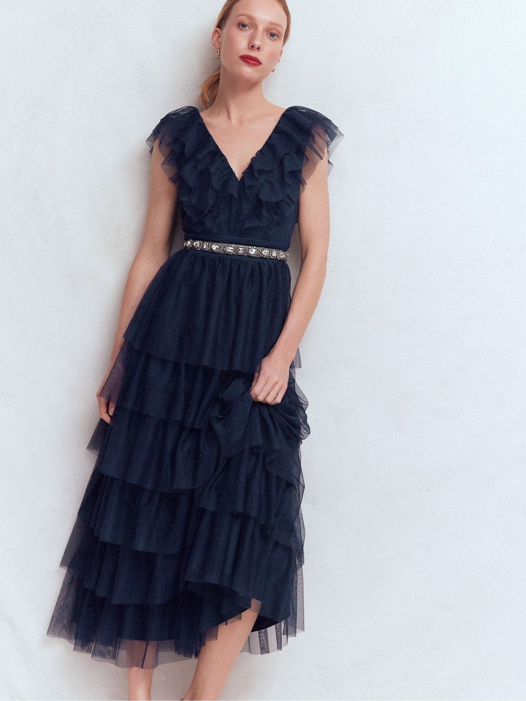 Buy Boden Blue Ruffle Tulle Tiered Dress from Next USA
