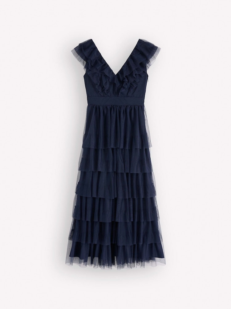Boden Blue Ruffle Tulle Tiered Dress - Image 1 of 1