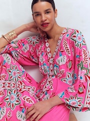 Boden Pink Nell Kimono Midi Jersey Dress - Image 1 of 7