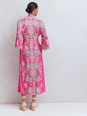 Boden Pink Nell Kimono Midi Jersey Dress - Image 3 of 7