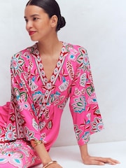 Boden Pink Nell Kimono Midi Jersey Dress - Image 6 of 7