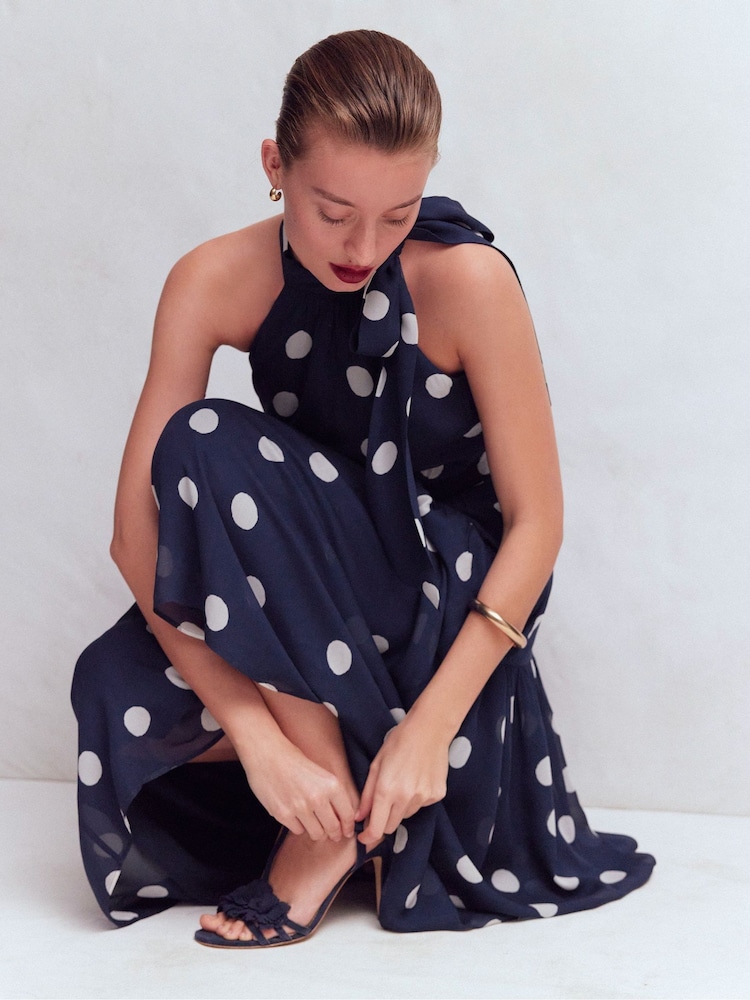 Boden Blue Roisin Tie Neck Maxi Dress - Image 2 of 6