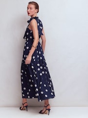 Boden Blue Roisin Tie Neck Maxi Dress - Image 3 of 6