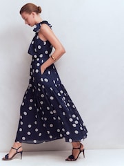Boden Blue Roisin Tie Neck Maxi Dress - Image 4 of 6