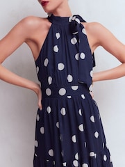 Boden Blue Roisin Tie Neck Maxi Dress - Image 5 of 6